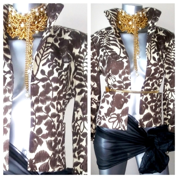 Jones New York Earthy Granola Girl Floral "BOHO" Cotton Blazer - Picture 4 of 8